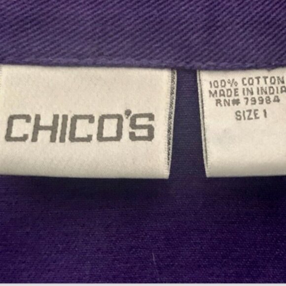 Chico's Cotton Denim Jean Jacket Sz 1 (M/8) Purple 78B - Picture 6 of 7